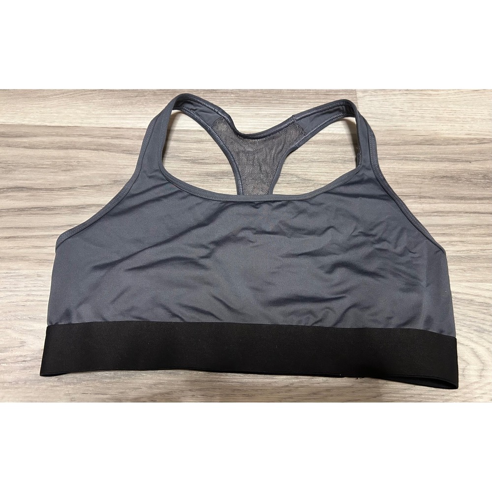 Victoria Sport Womens Racerback Mesh Sports Bra Polyester Blend M Charcoal Grey